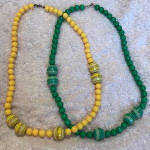 Green and Yellow Beaded Necklaces